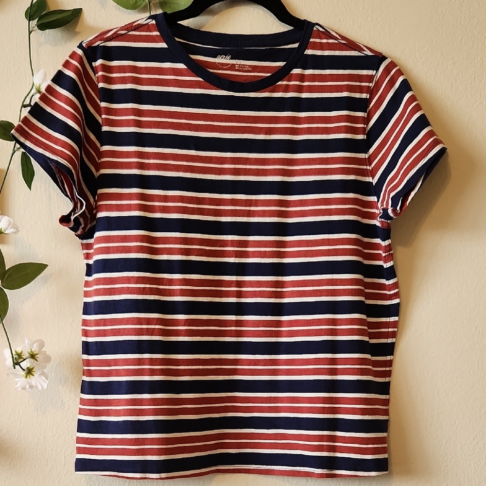 NWT - Aerie Navy and Red Striped Babydoll Tee - M